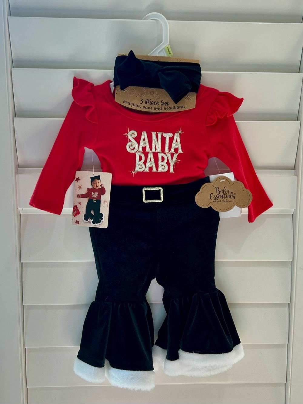 Baby Essentials 3 Piece Christmas Santa Baby Outfit Set